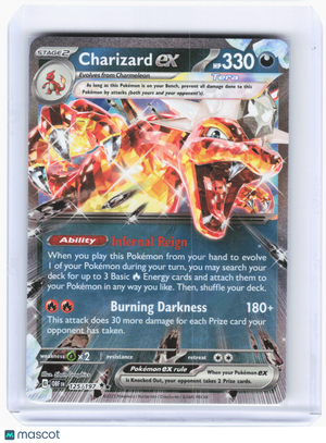 2023 Pokemon—Charizard ex #125/197 Obsidian Flames—Double Rare Holo