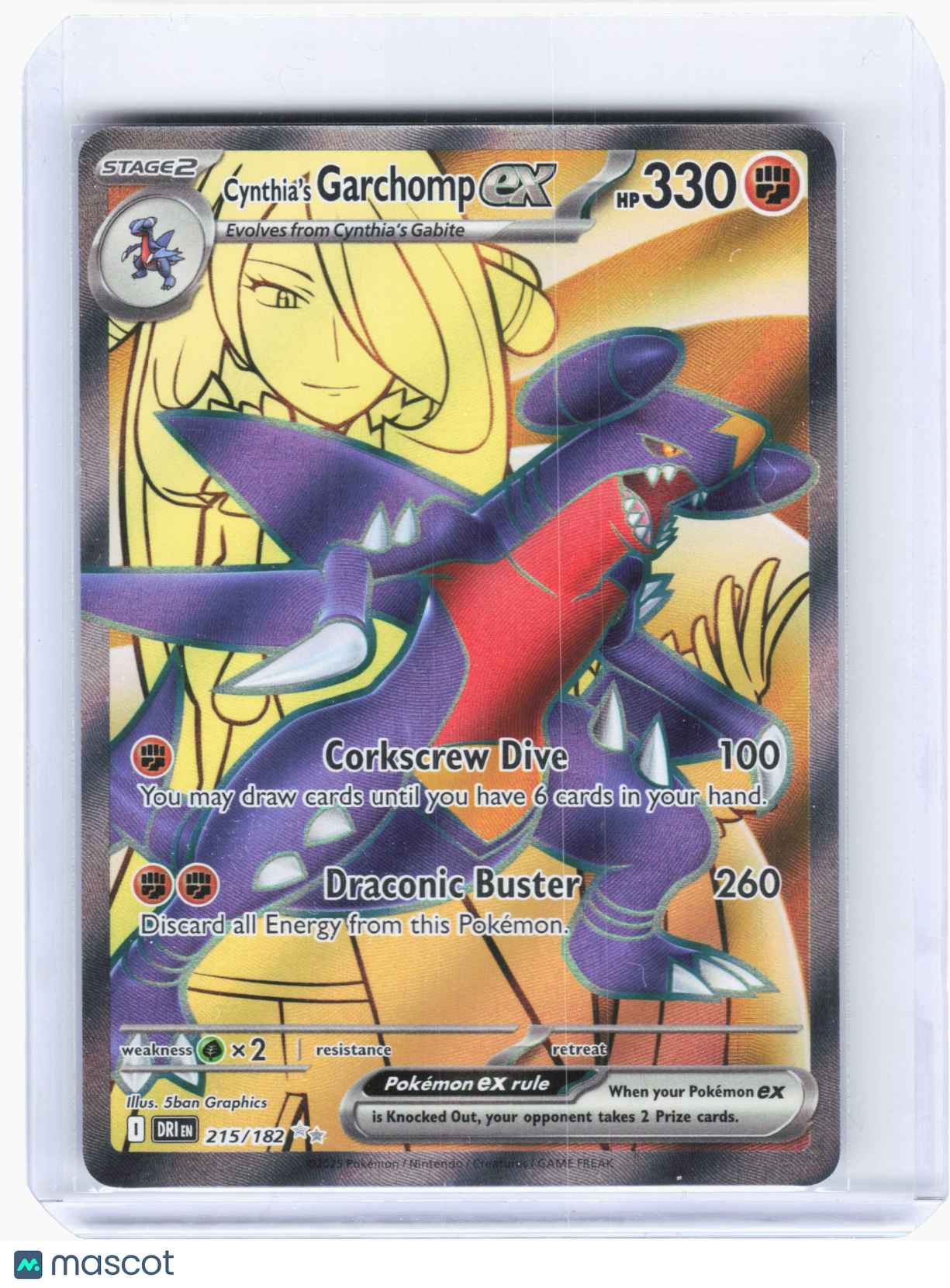 2025 Pokemon—Cynthia's Garchomp ex #215/182 Destined Rivals—Ultra Rare Holo
