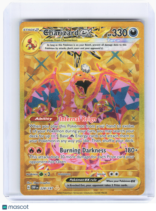 2023 Pokemon—Charizard ex #228/197 Obsidian Flames—Hyper Rare Holo
