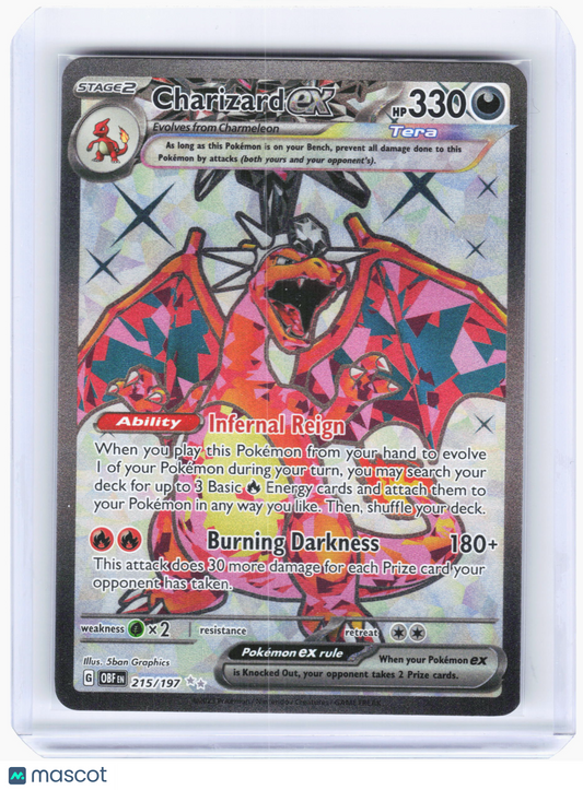 2023 Pokemon—Charizard ex #215/197 Obsidian Flames—Ultra Rare Holo