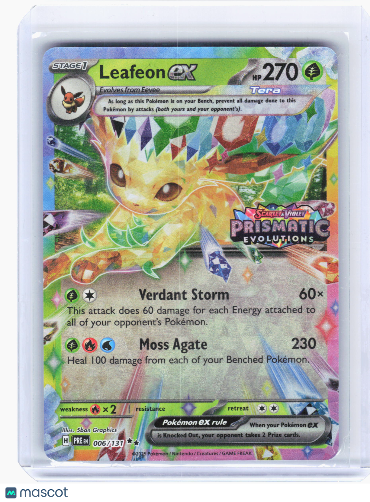 2025 Pokemon—Leafeon ex #6/131 Prismatic Evolutions—Double Rare Holo