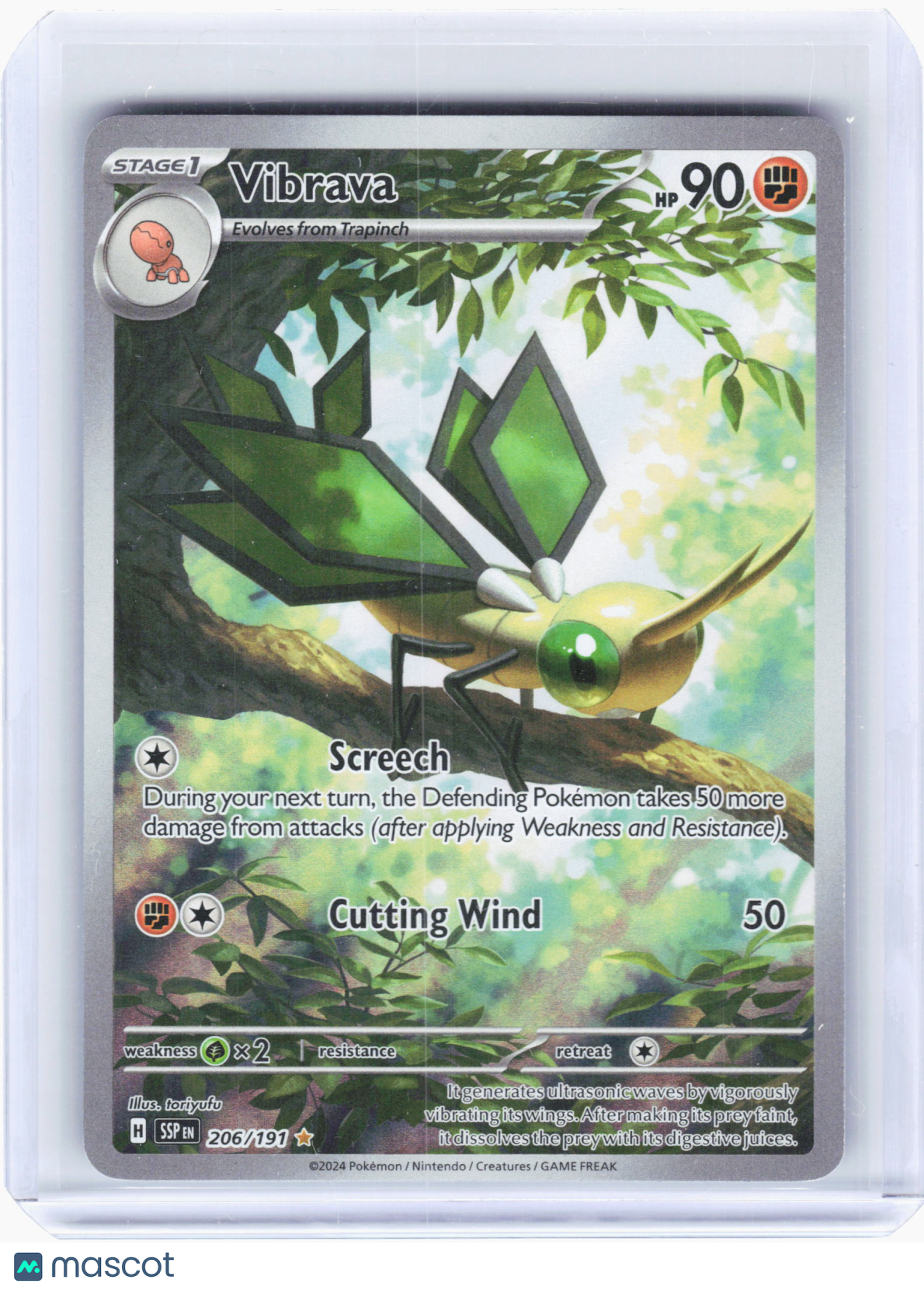 2024 Pokemon—Vibrava #206/191 Surging Sparks—Illustration Rare Holo