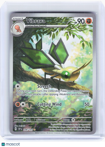 2024 Pokemon—Vibrava #206/191 Surging Sparks—Illustration Rare Holo