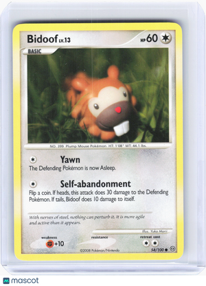 2008 Pokemon—Bidoof #54/100 Stormfront—Common Non-Holo