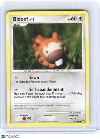 2008 Pokemon—Bidoof #54/100 Stormfront—Common Non-Holo