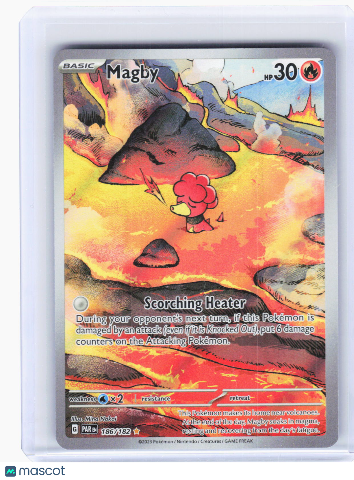 2023 Pokemon—Magby #186/182 Paradox Rift—Illustration Rare Foil