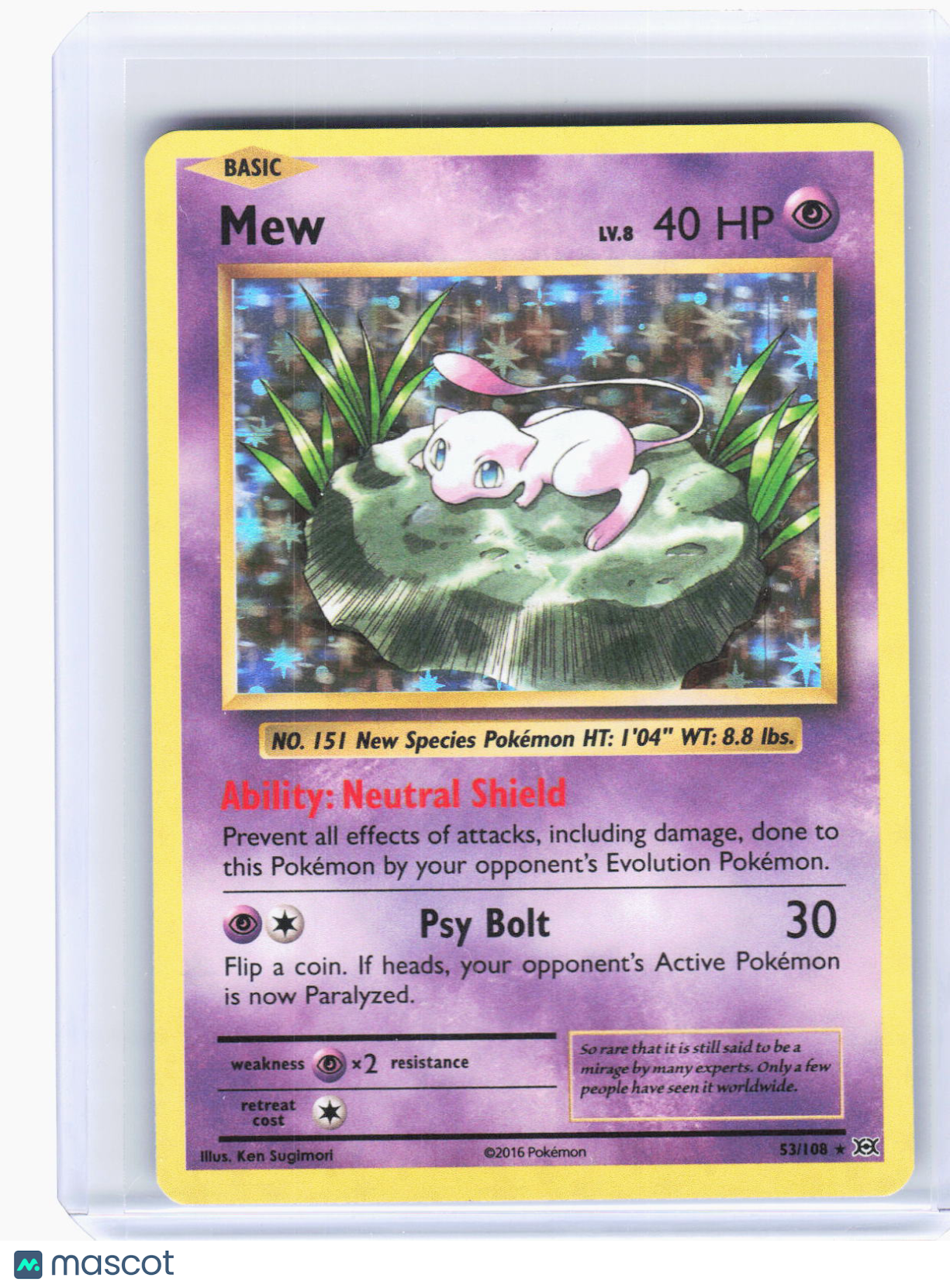 2016 Pokemon—Mew #53/108 Evolutions—Holo Rare Foil (Lightly Played)