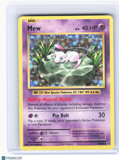 2016 Pokemon—Mew #53/108 Evolutions—Holo Rare Foil (Lightly Played)