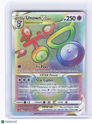 2022 Pokemon—Unown VSTAR (Secret) #199/195 Silver Tempest—Secret Rare Rainbow