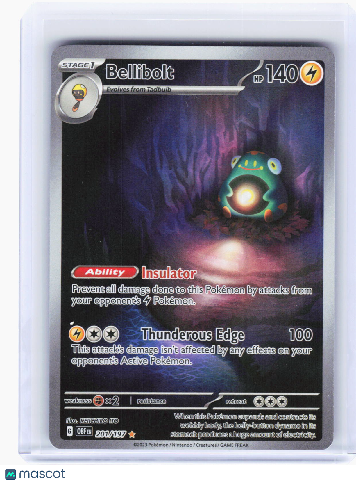 2023 Pokemon—Bellibolt #201/197 Obsidian Flames—Illustration Rare Foil