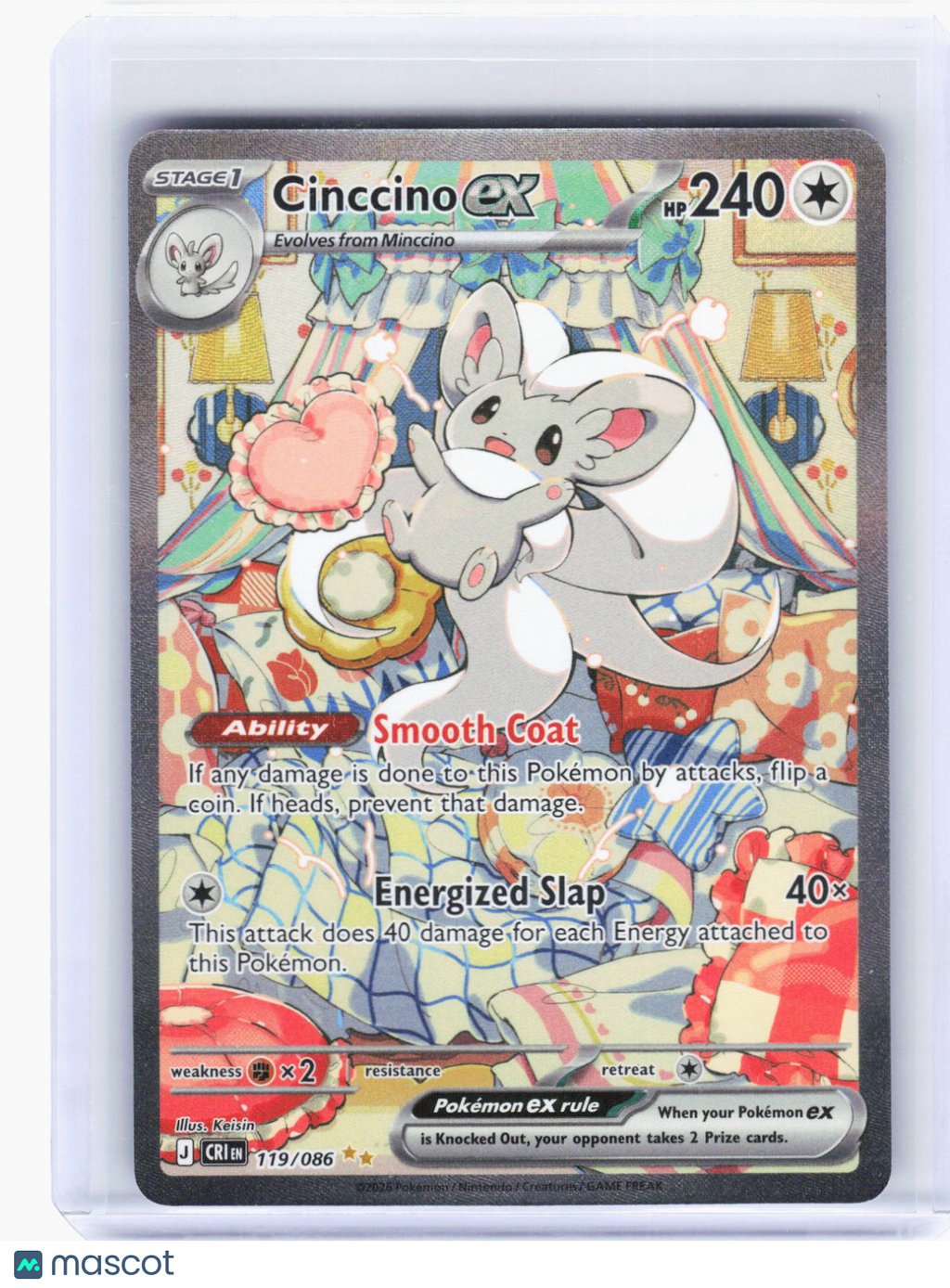 2025 Pokemon—Cinccino ex #119/86 Chaos Rising—Special Illustration Rare Holo