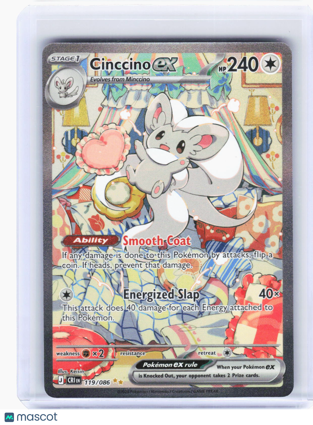 2025 Pokemon—Cinccino ex #119/86 Chaos Rising—Special Illustration Rare Holo