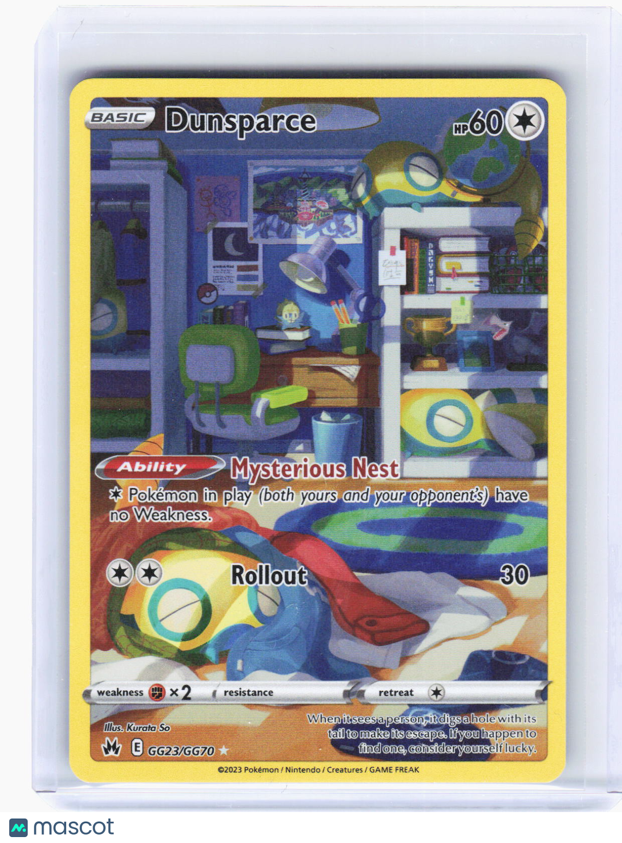 2023 Pokemon—Dunsparce #GG23/GG70 Crown Zenith: Galarian Gallery—Ultra Rare Foil