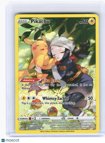 2022 Pokemon—Pikachu #TG05/TG30 Lost Origin Trainer Gallery—UR Foil (DMG)