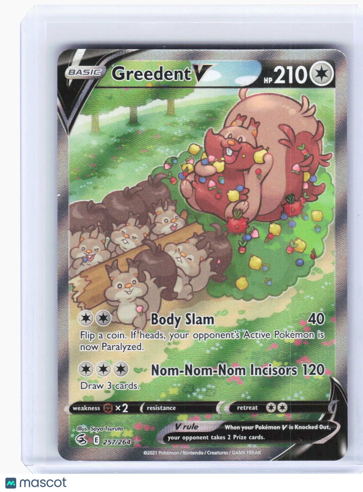 2022 Pokemon—Greedent V (Alternate Full Art) #257/264 Fusion Strike—UR Foil