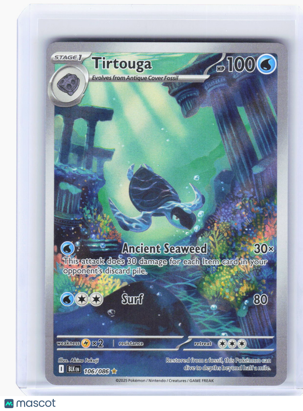 2025 Pokemon—Tirtouga #106/86 Black Bolt—Illustration Rare Foil