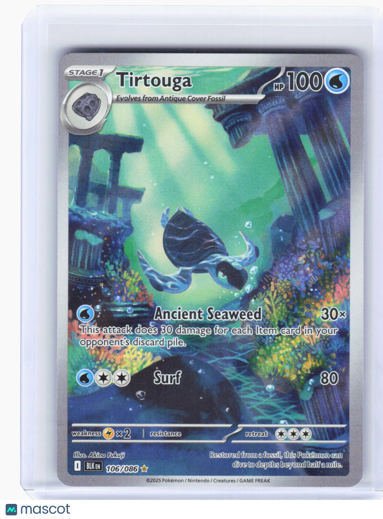 2025 Pokemon—Tirtouga #106/86 Black Bolt—Illustration Rare Foil
