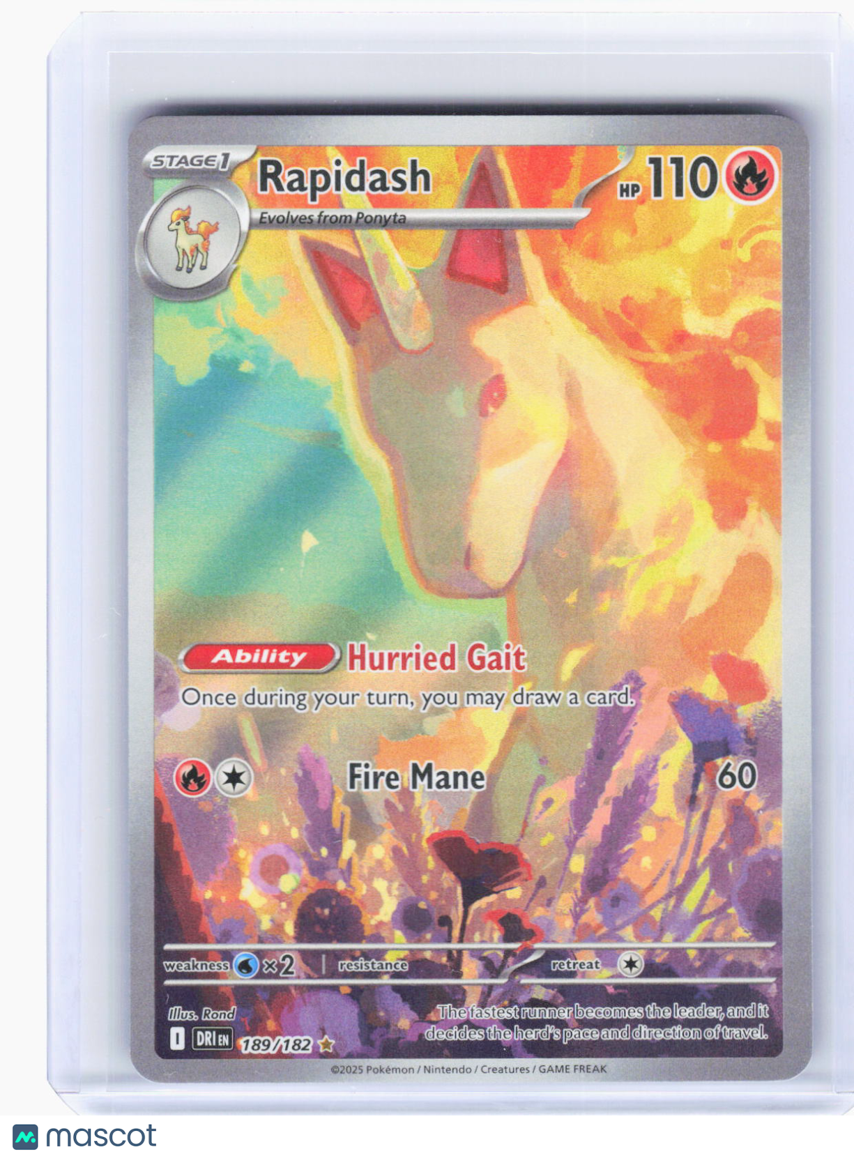 2025 Pokemon—Rapidash #189/182 Destined Rivals—Illustration Rare Foil