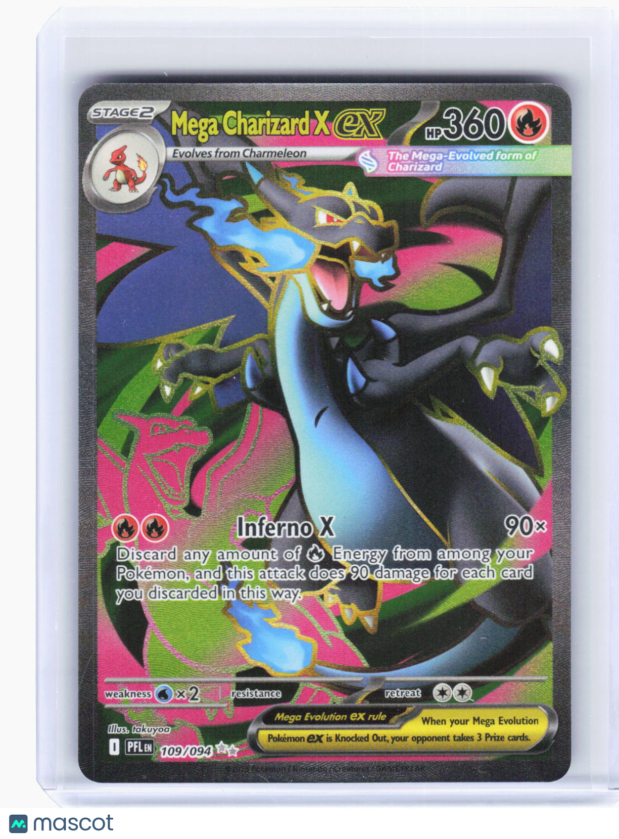 2025 Pokemon—Mega Charizard X ex #109/94 Phantasmal Flames—Ultra Rare Foil