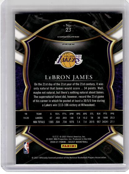 2021 Panini Select Basketball Basketball—LeBron James #23 Concourse —Very Good