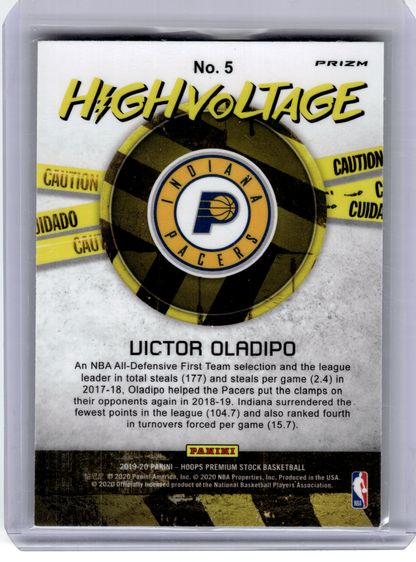 2020 Panini Premium Stock High Voltage Basketball—Victor Oladipo #5 —Very Good