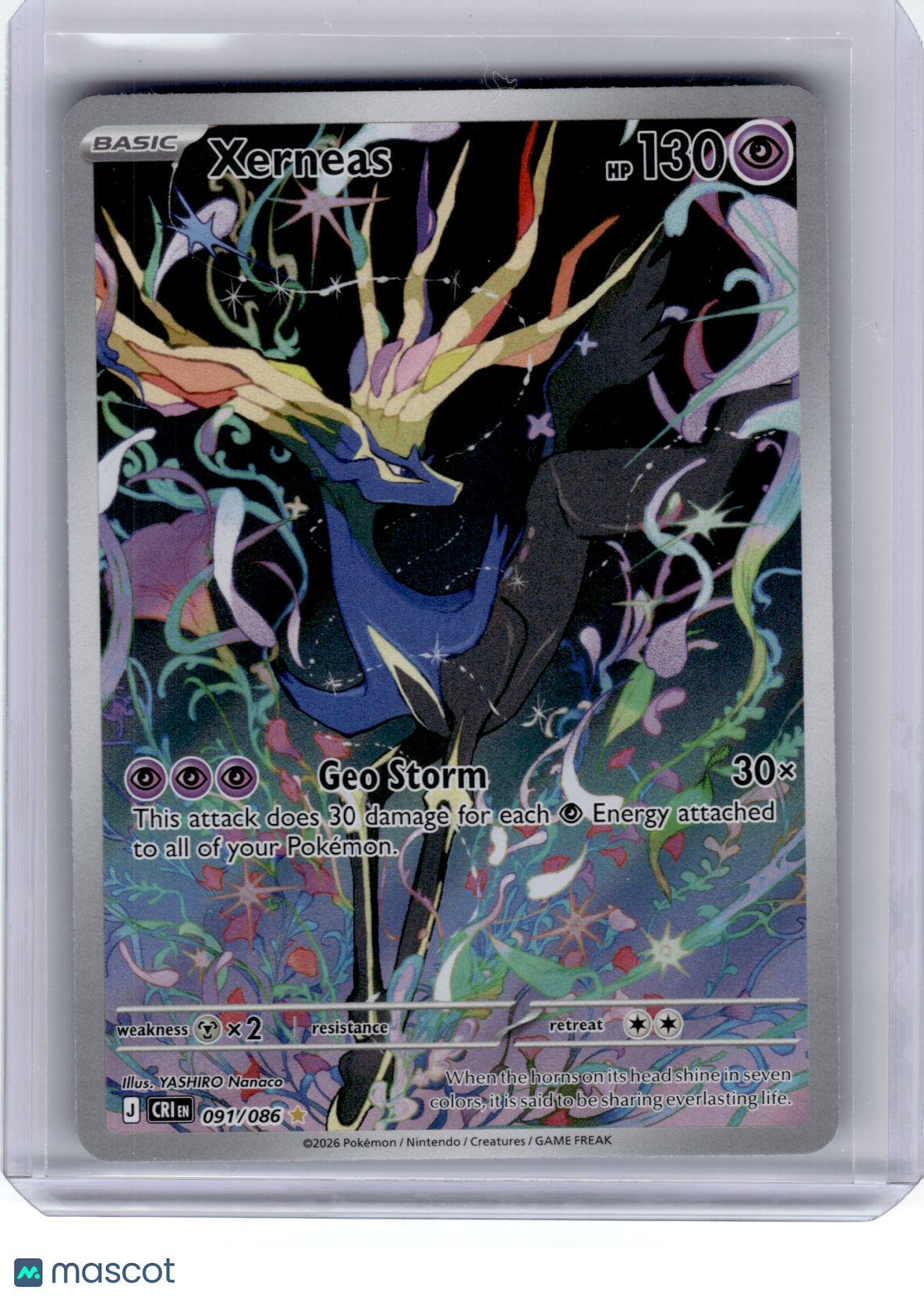 2026 Pokemon—Xerneas #91 Chaos Rising—Illustration Rare Holo