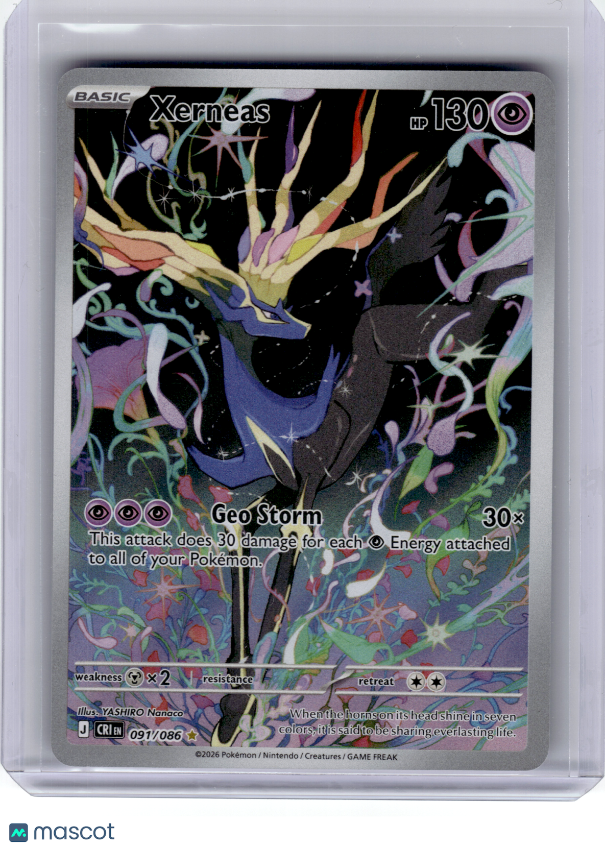 2026 Pokemon—Xerneas #91 Chaos Rising—Illustration Rare Holo