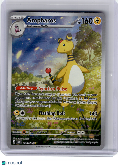 2026 Pokemon—Ampharos #90 Chaos Rising—Illustration Rare Holo
