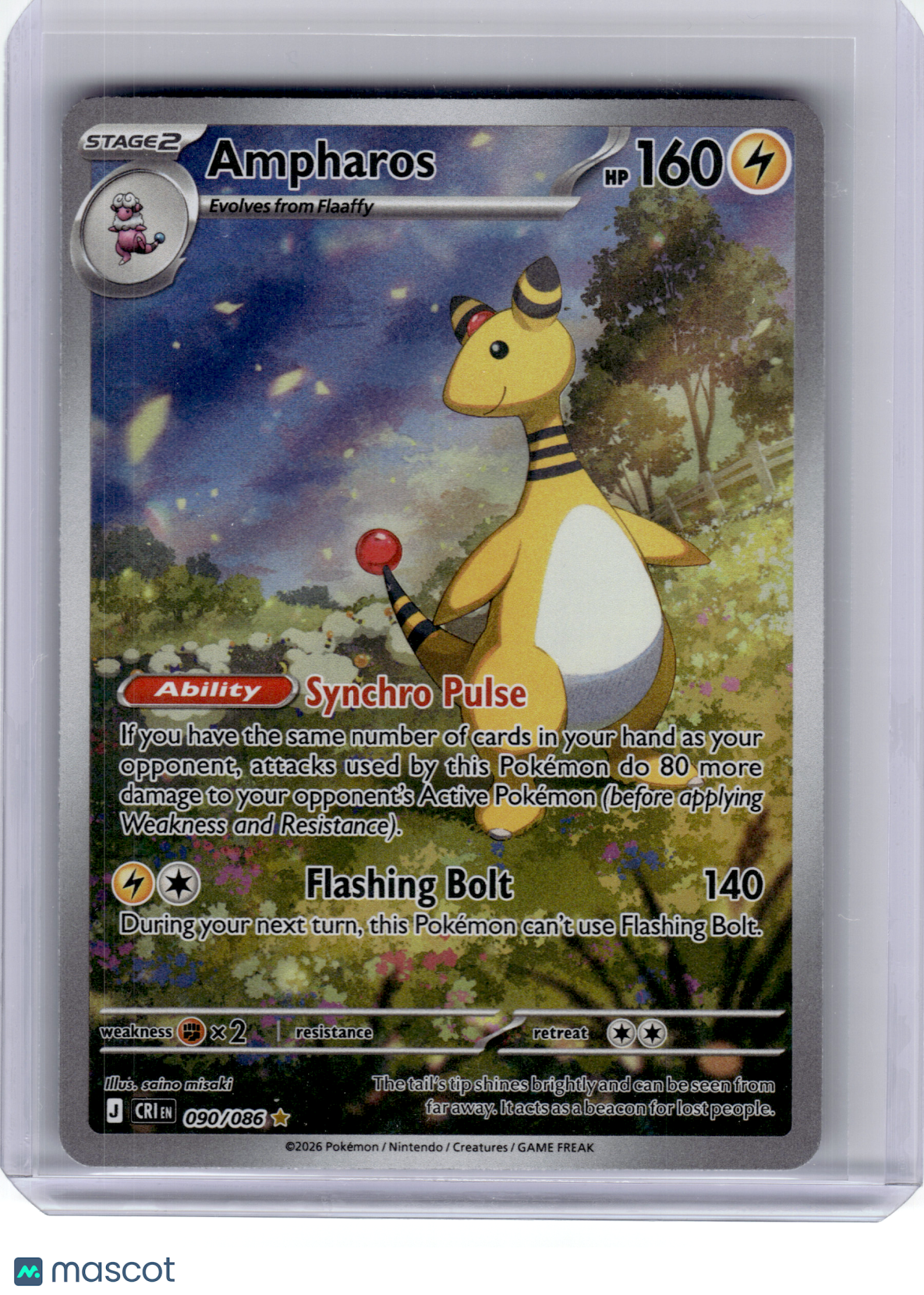 2026 Pokemon—Ampharos #90 Chaos Rising—Illustration Rare Holo