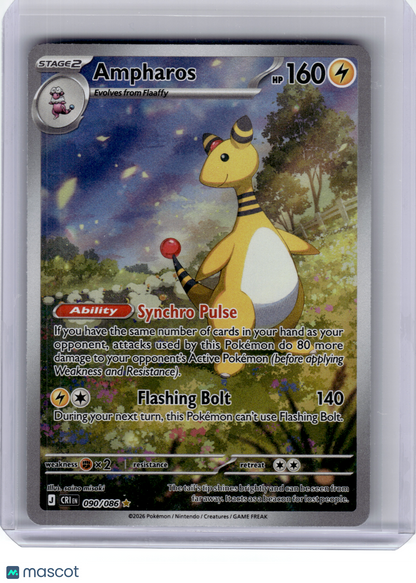 2026 Pokemon—Ampharos #90 Chaos Rising—Illustration Rare Holo