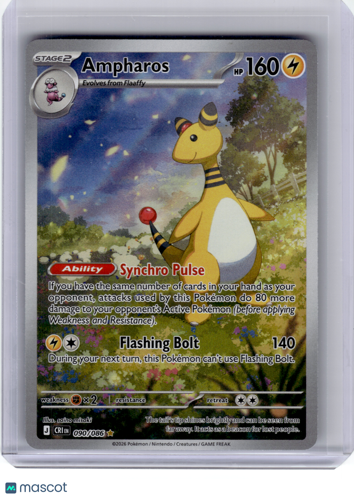2026 Pokemon—Ampharos #90 Chaos Rising—Illustration Rare Holo