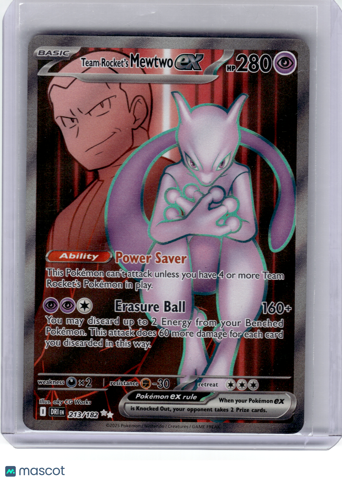 2025 Pokemon—Team Rocket's Mewtwo ex #213 Destined Rivals—Ultra Rare Holo