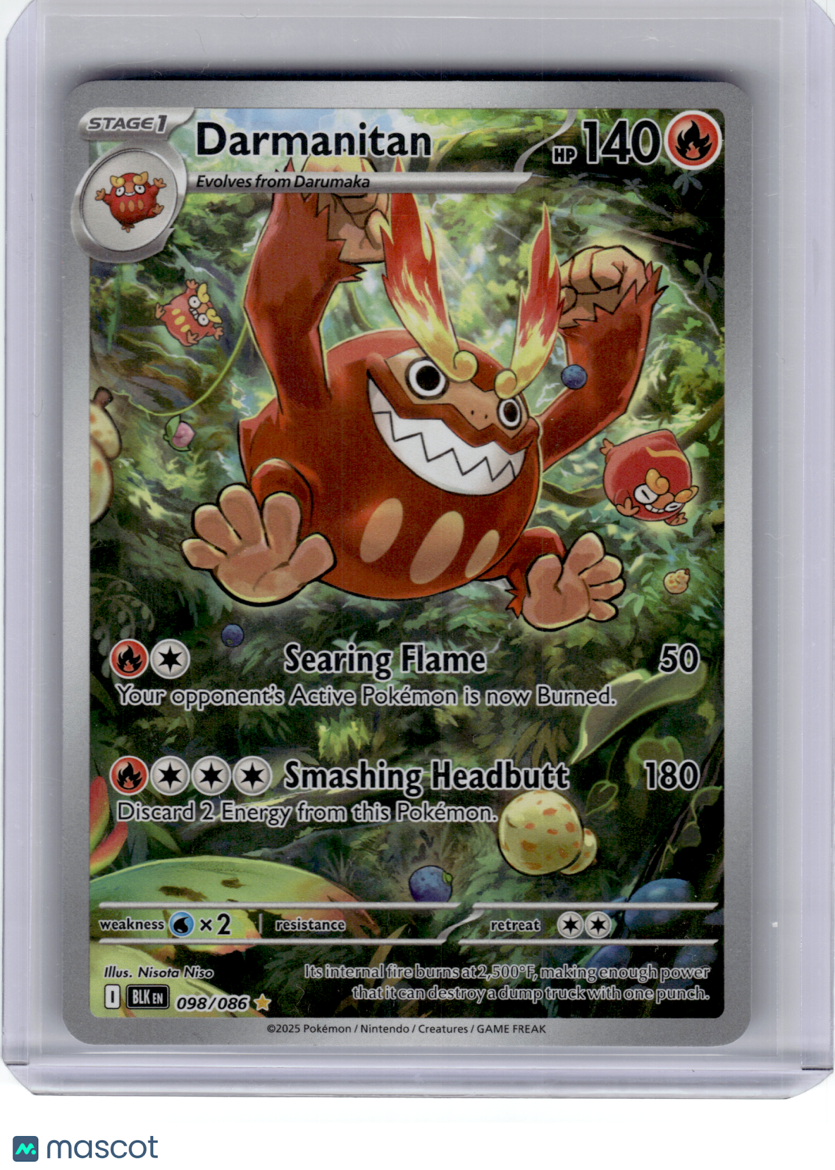 2025 Pokemon—Darmanitan #98 Black Bolt—Illustration Rare Holo