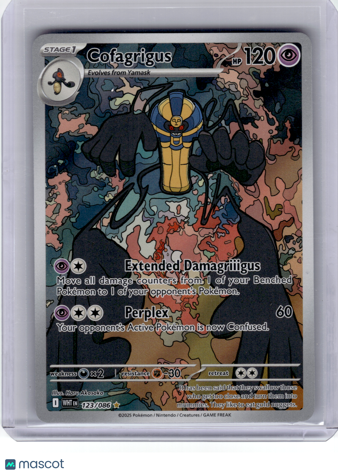 2025 Pokemon—Cofagrigus #123 White Flare—Illustration Rare Holo