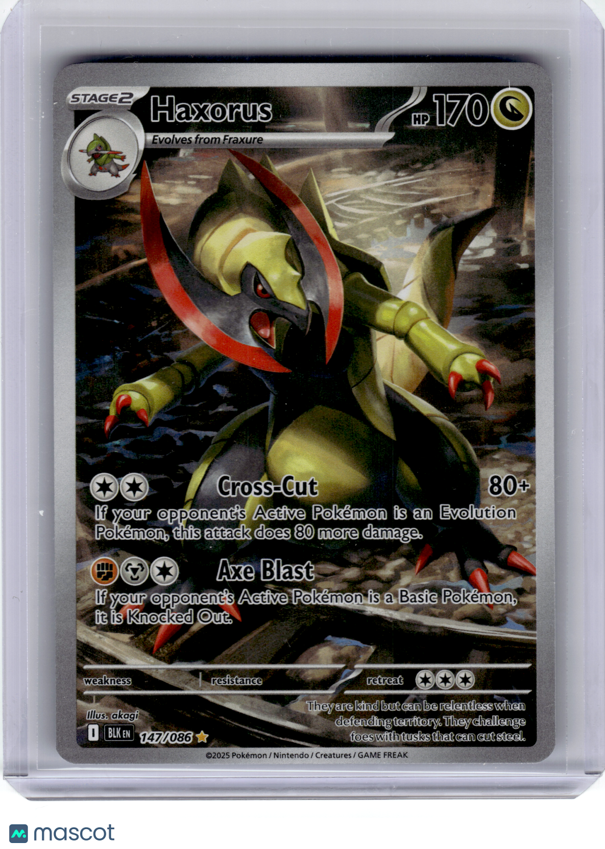 2025 Pokemon—Haxorus #147 Black Bolt—Illustration Rare Holo