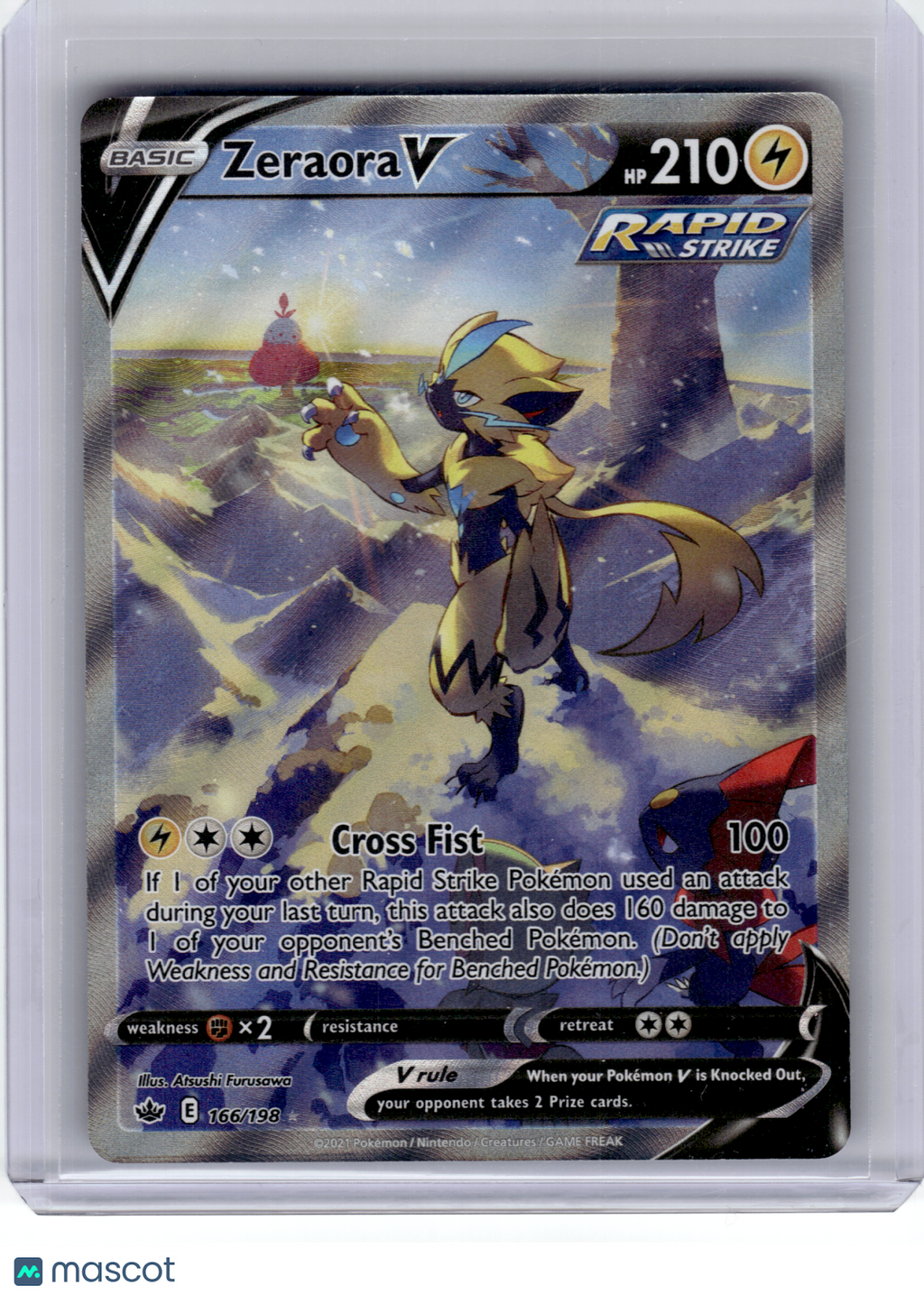 2021 Pokemon—Zeraora V #166 Chilling Reign—Ultra Rare Holo [Lightly Played]