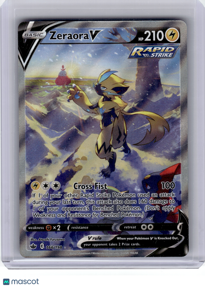 2021 Pokemon—Zeraora V #166 Chilling Reign—Ultra Rare Holo [Lightly Played]