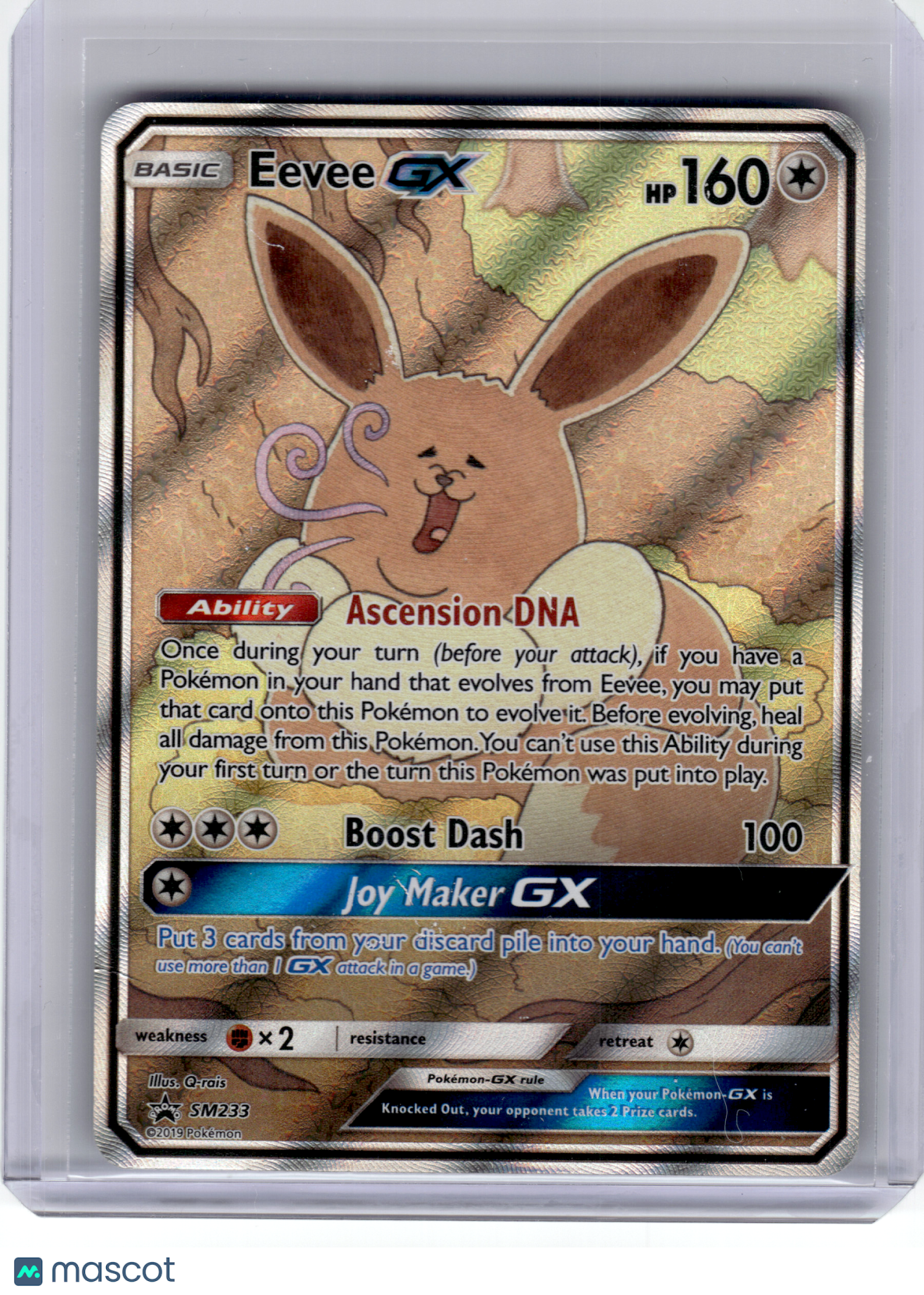 2019 Pokemon—Eevee GX #SM233 Sun and Moon—Black Star Promo Holo [Heavily Played]