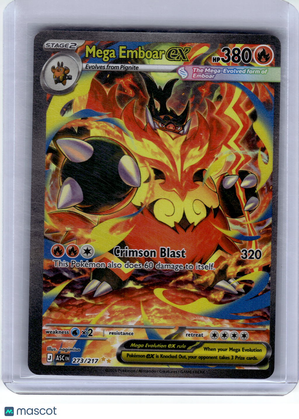 2026 Pokemon—Mega Emboar ex #273 Ascended Heroes—Special Illustration Rare Holo