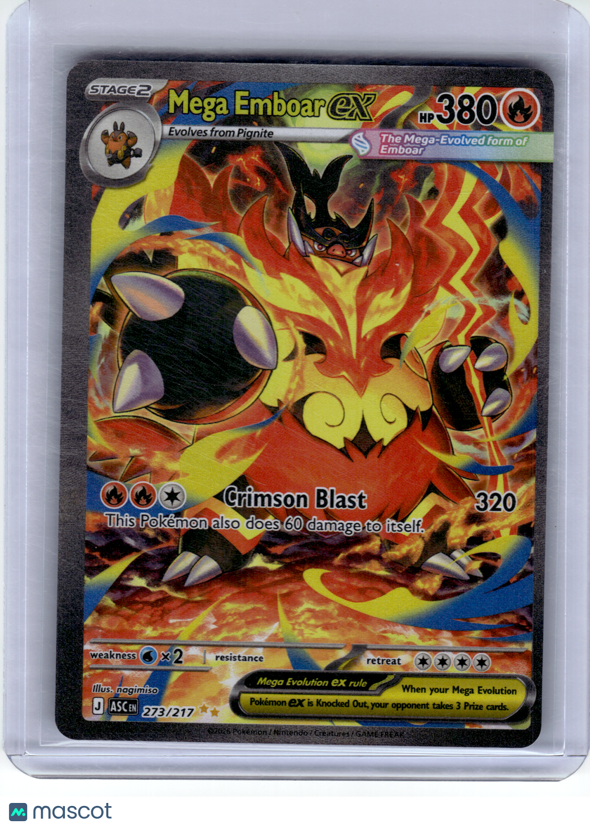 2026 Pokemon—Mega Emboar ex #273 Ascended Heroes—Special Illustration Rare Holo