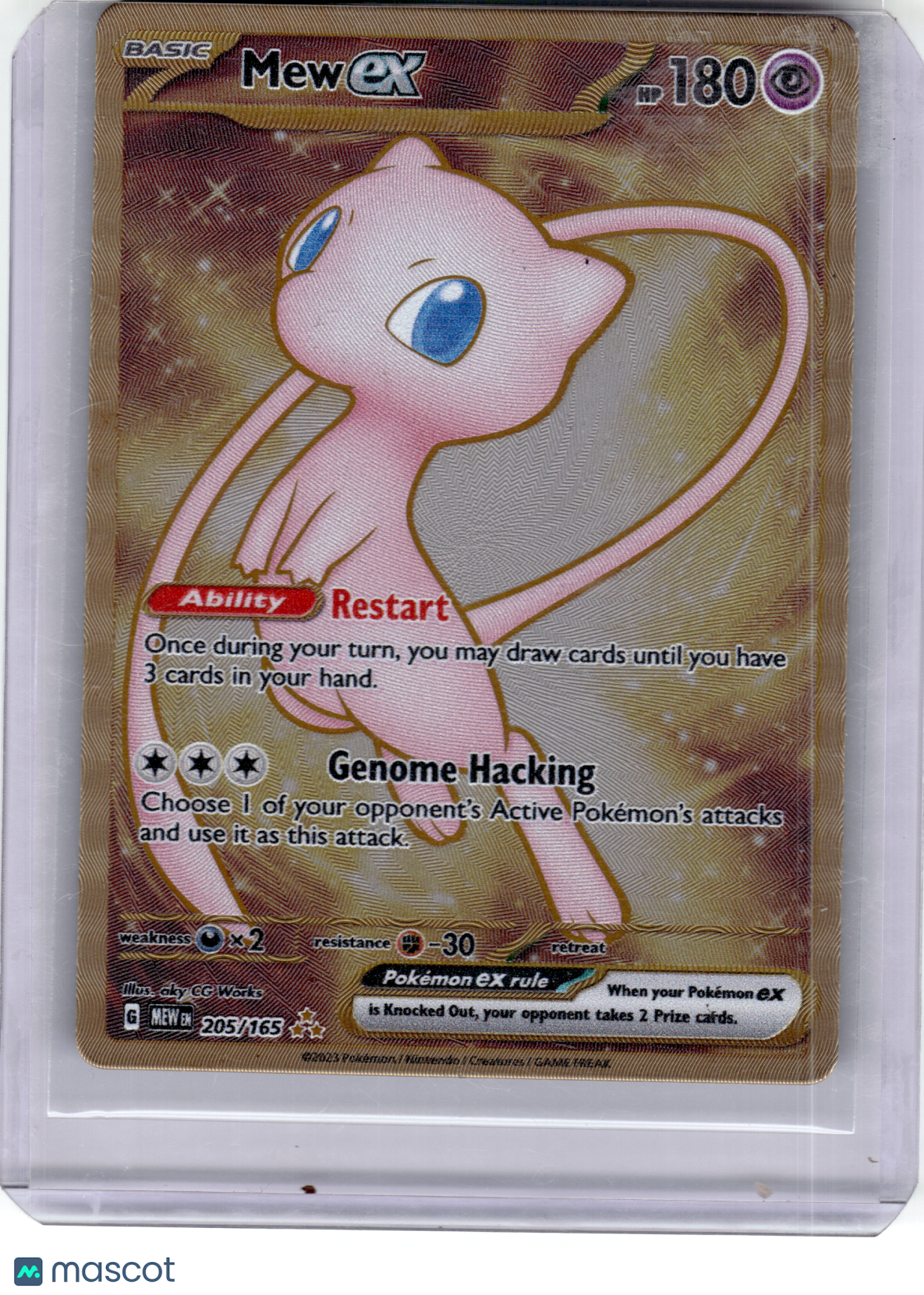 2023 Pokemon—Mew ex #205 Scarlet & Violet 151—Hyper Rare Gold (Metal Card)