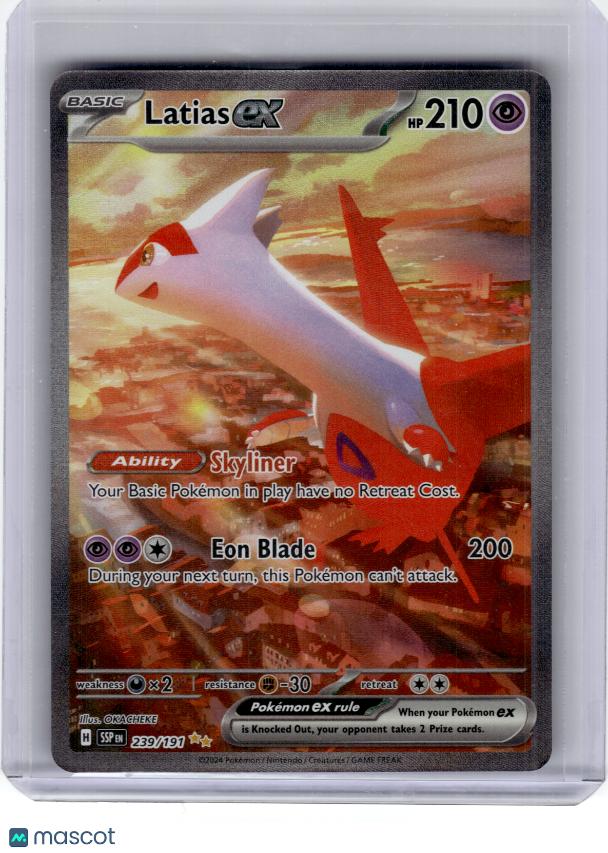 2024 Pokemon—Latias ex #239 Surging Sparks—Special Illustration Rare Holo