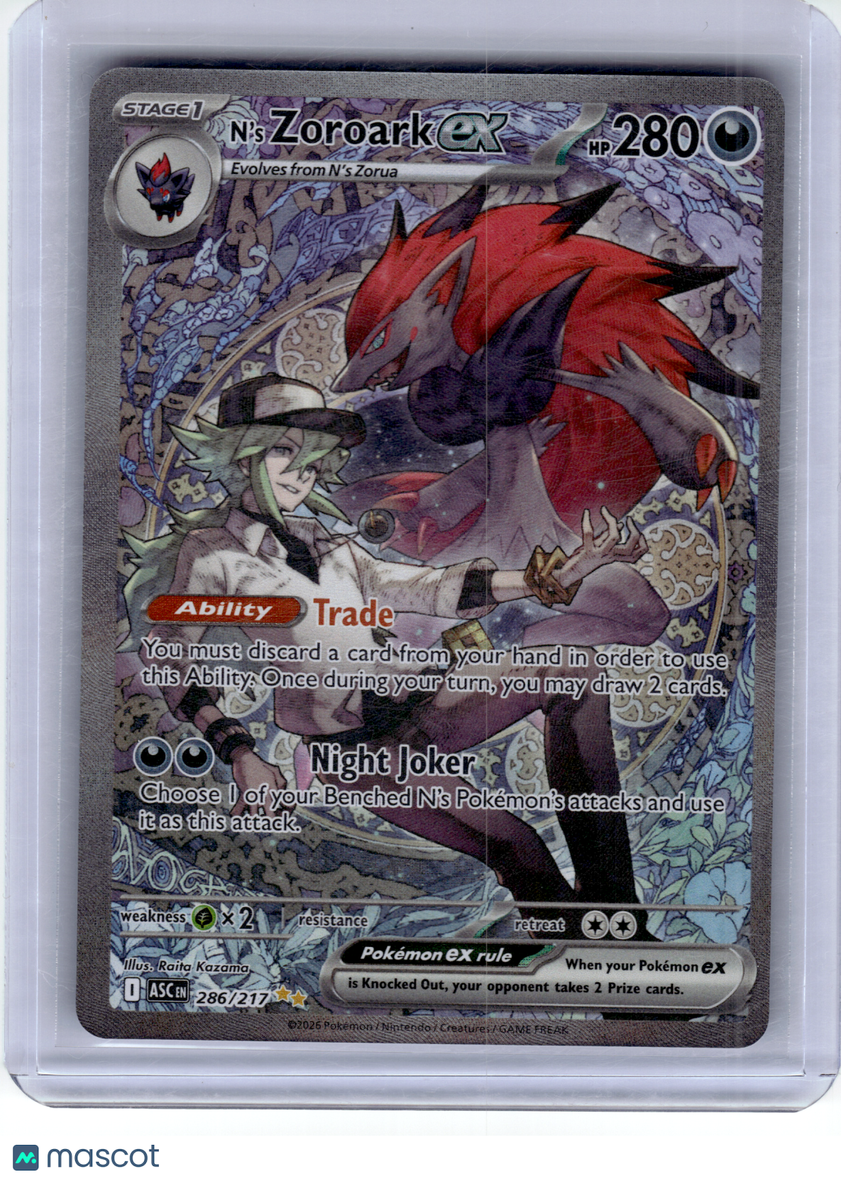 2026 Pokemon—N'S Zoroark ex #286 Ascended Heroes—Special Illustration Rare Holo