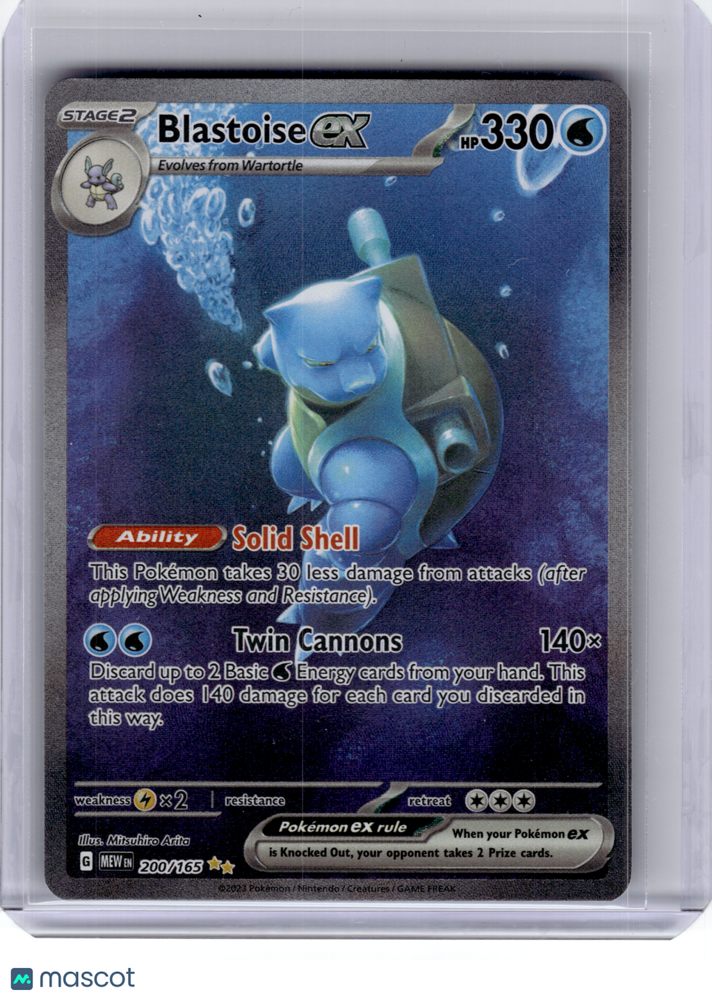 2023 Pokemon—Blastoise ex #200 Scarlet & Violet 151—SIR Holo