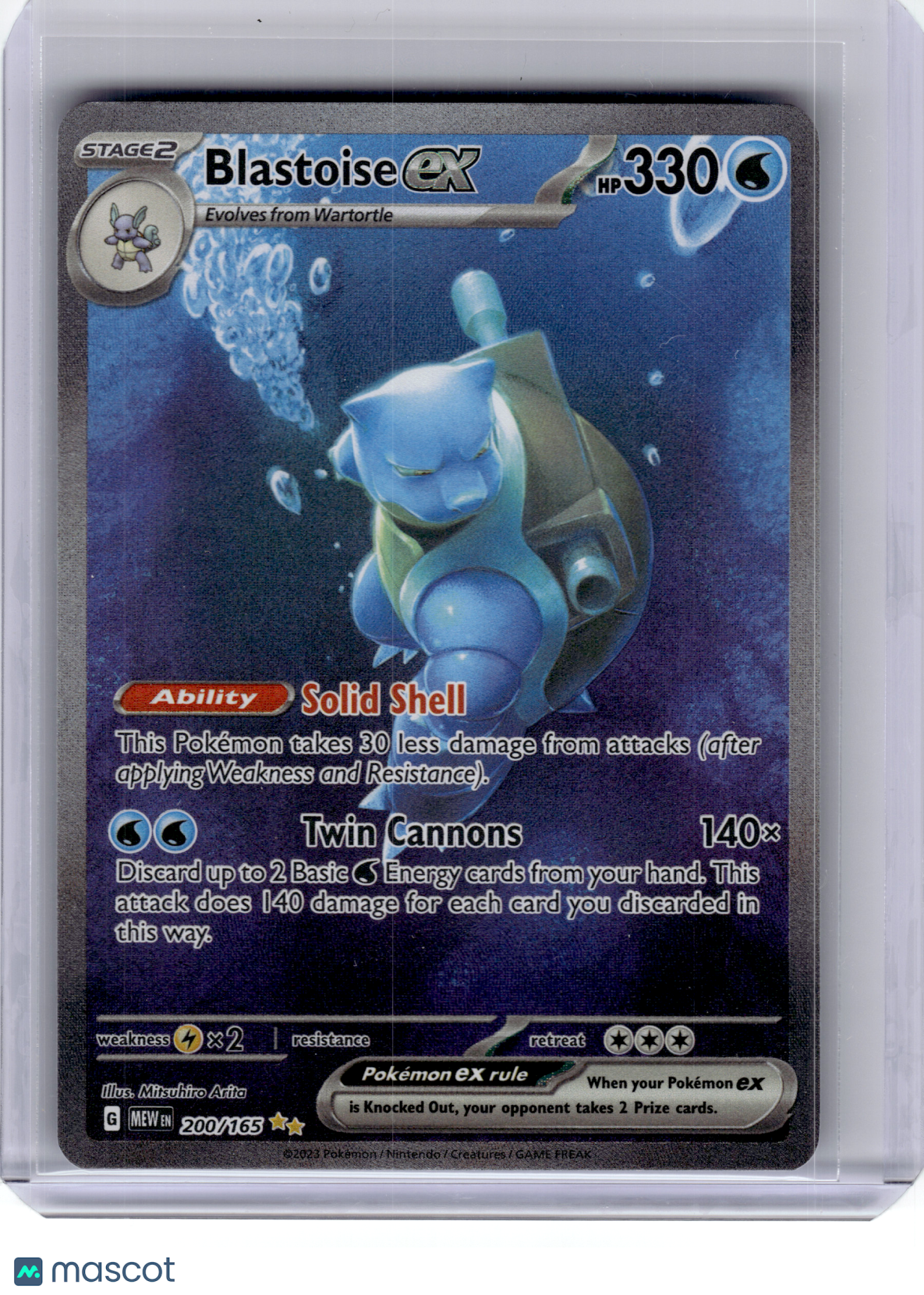 2023 Pokemon—Blastoise ex #200 Scarlet & Violet 151—SIR Holo