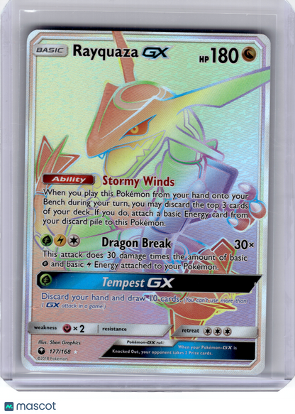 2018 Pokemon—Rayquaza GX #177 Celestial Storm—Secret Rare Rainbow [LP]