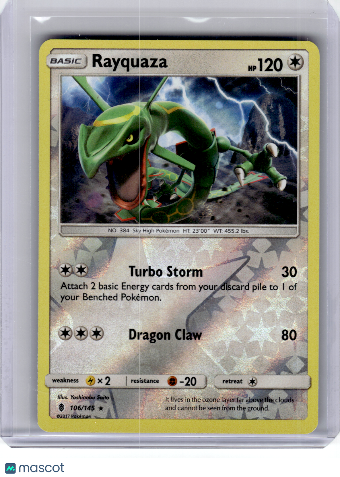 2017 Pokemon—Rayquaza #106 Guardians Rising—Rare Reverse Holo