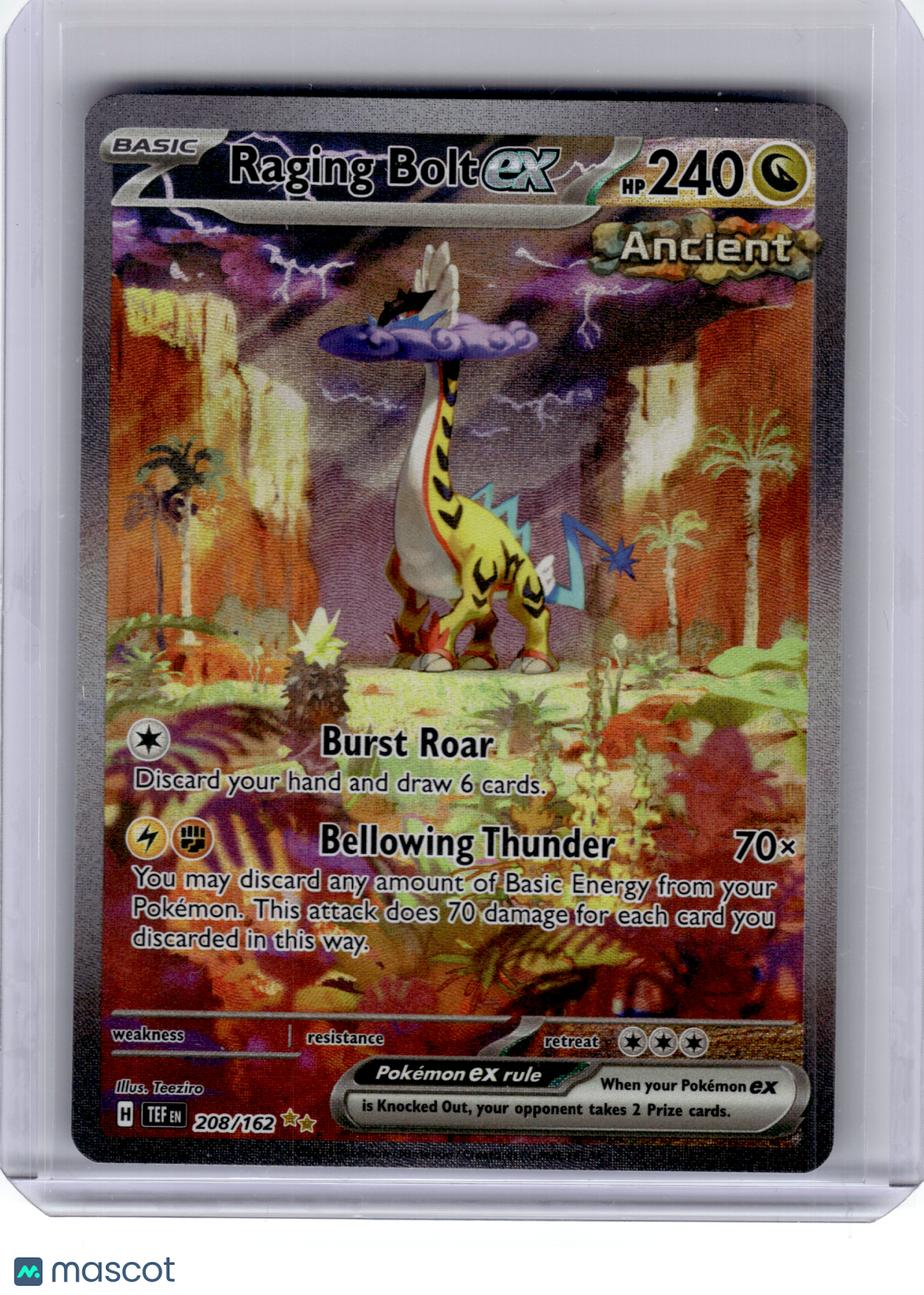 2024 Pokemon—Raging Bolt ex #208 Temporal Forces—Special Illustration Rare Holo