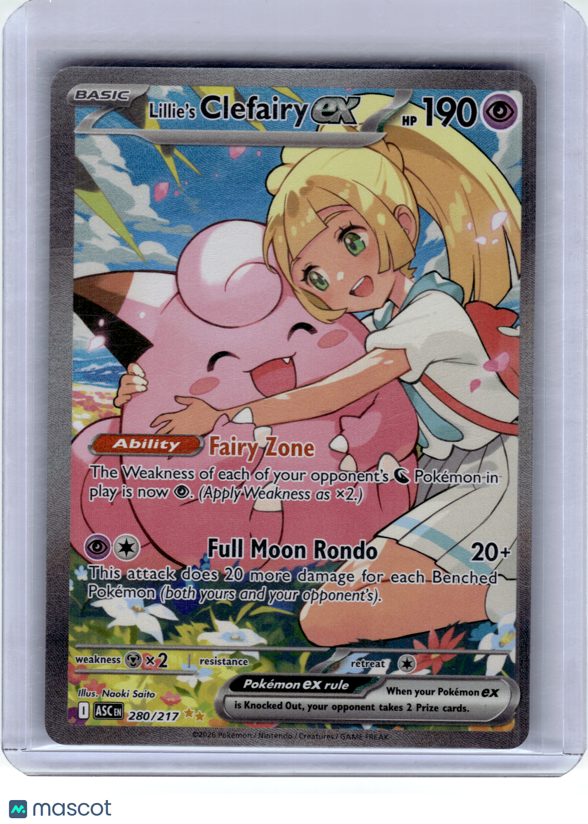 2026 Pokemon—Lillie's Clefairy ex #280 Ascended Heroes—SIR Holo