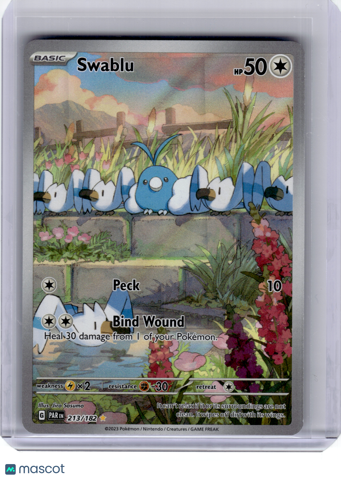 2023 Pokemon—Swablu #213 Paradox Rift—Illustration Rare Holo